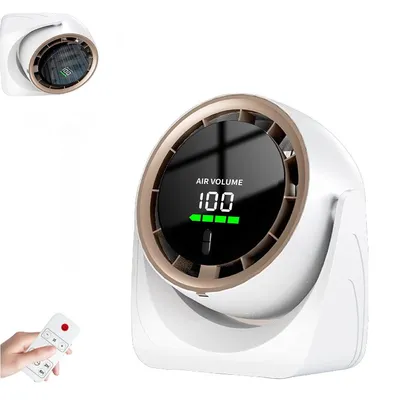 Produktbild von Tischventilator leise mit Fernbedienung, USB-Luftkühler, 3600 mAh Akku, 105° schwenkbar, wand- & tischmontierbar, Weiß