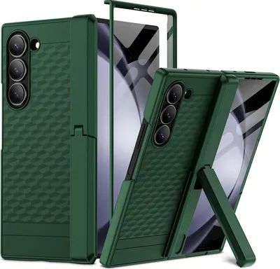 Immagine prodotto di Custodia per Samsung Galaxy Z Fold 6 Custodia militare con protezione dello schermo, protezione della cerniera e supporto verde