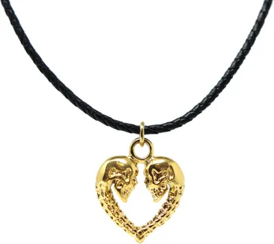 Produktbild von Lederkette Edelstahl 316 SKULL HERZ GOLD 50 cm Lederkette