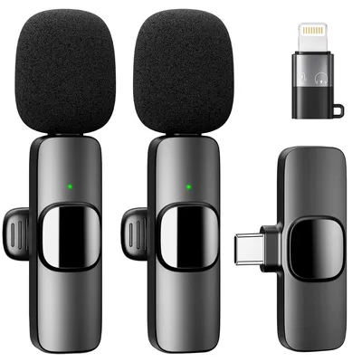 Produktbild von Ansteckmikrofon,Mini Lavalier Mikrofon, Kabellos Bluetooth,kompatibel mit iPhone/Android, unterstützt YouTube, TikTok, Schwarz