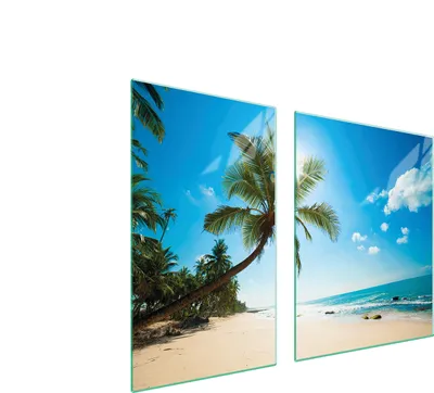 Immagine prodotto di Piastre copri fornello 2 pezzi 100x52 Vetroceramica copri piano cottura tagliere vetro paesaggio spiaggia