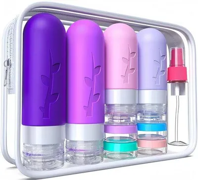 Produktbild von Ibenzoa® Reise-Set 18-teilig – Nachfüllbare Silikonflaschen 90/60/30/10 ml, wasserdichte Aufbewahrungstasche & Zubehör, 3‑fach Auslaufschutz, TSA‑konform