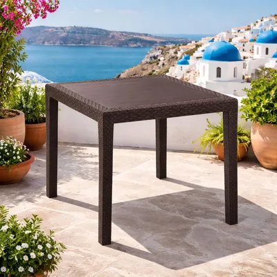 Gartentisch King Eckig Mokka 79x79x72cm Rattan-Optik