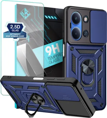 Produktbild von Armor Handyhülle für Xiaomi Redmi 15C mit 9H Displayglas Displayschutz Kameraschutz Handy Panzer Case Cover Schutzhülle Outdoor Farbe: Blau
