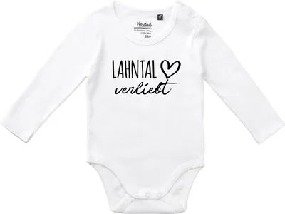 Produktbild von Huuraa Baby Body Lahntal verliebt 74 White  Baumwolle Fairtrade Langarmbody Geschenkidee