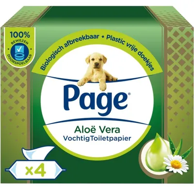 Productafbeelding van Page Vochtig toiletpapier aloe vera (4 x 38 stuks)