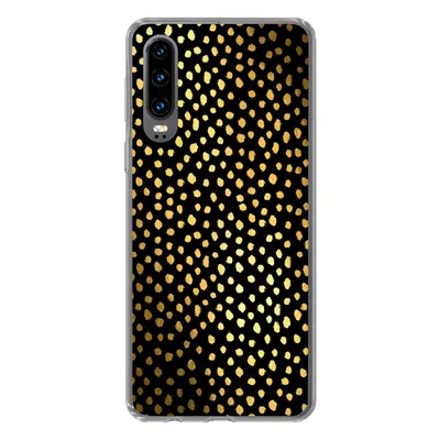 Produktbild von MuchoWow® Handyhülle Schutzhülle Hülle für Huawei P30 Polka dots - Gold - Schwarz Silikon Softcase Handy Hülle - Kartenbesitzer