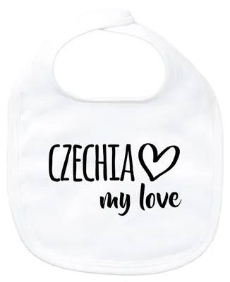 Produktbild von Huuraa Baby Lätzchen Czechia my love White Klettverschluss Baumwolle Latz Geschenkidee