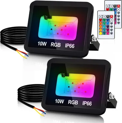 Immagine prodotto di TolleTour Faretto LED RGB 10W RGB proiettore Faretto LED RGB per esterni Faretto per esterni con telecomando IP66 impermeabile per giardino 2 pezzi