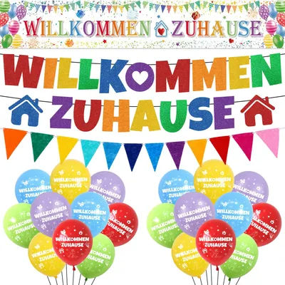 Image de Kit de décoration "Bienvenue chez vous" - Avec guirlande et ballons - 24 pièces - Coloré