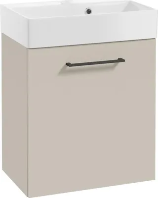 Produktbild von DomoDomo Badezimmer-Wandschrank mit Waschbecken 60x50cm Cashmere, schwarzer Griff
