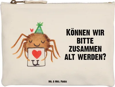 Produktbild von Mr. & Mrs. Panda Kulturtasche Spinne Agathe Brief Größe M - Weiß - Geschenk, Ich Liebe Dich, Pouch, Verliebt, kosmetiktäschchen, Liebespaar, Treuetest, Federtasche