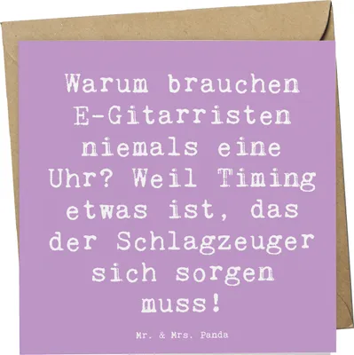 Produktbild von Mr. & Mrs. Panda doppelkarte Spruch E-Gitarre Timing - Lavendeltraum - Geschenk, Grußkarte, Glückwunschkarte, Rhythmus, Musik, elektrische Gitarre, anlasskarte, Lernen