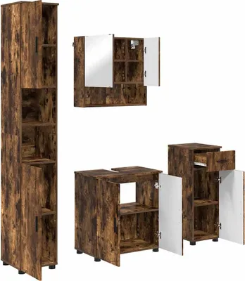 Productafbeelding van vidaXL Badkamerkastset, 4 stuks, gerookt eikenhout, 61 x 35 x 64 cm