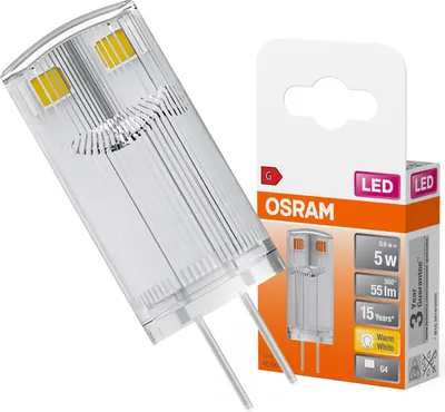 Zdjęcie produktu dla Żarówka LED Kapsułka G4 0.6W = 5W 55lm 2700K Ciepła 12V 320° LED PIN Osram