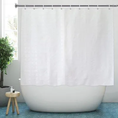 Image de Rideau de douche résistant à la moisissure, 180 x 150 cm, blanc, polyester, œillets métalliques