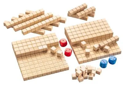 Produktbild von Mathespiel Hunderterraum aus RE-Wood® - Nachhaltiges Lernspiel für Kinder-  Germany - Dienes Stäbe-Fördermaterial zum Dezimalrechnen, Mathe-Spiel für Kinder der Grundschule