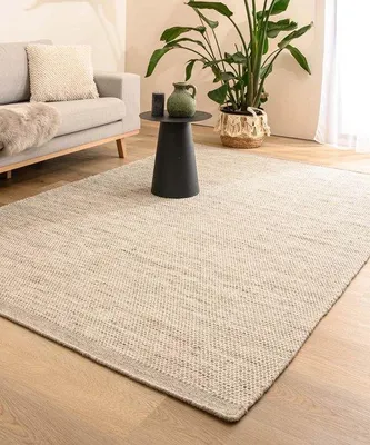 Imagen del producto de Alfombra de lana Unyqoos® Ulstein – tejida a mano, color natural/gris, 300 x 400 cm, 1800 g/m²