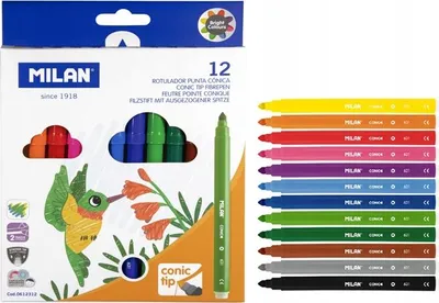 Produktbild von Milan 0612312, 12 Farben, Mehrfarbig, Rundspitze, 0,75 mm, 3 mm, Mehrfarbig