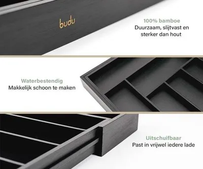 Productafbeelding van Bamboe Bestekbak #47 - Verstelbare Keukenorganizer voor Laden