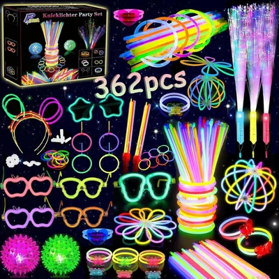 Productafbeelding van Knikstaafjes - Set van 362 - Lichtstaven met connector - Lichtbril en armbanden - Feestdecoratie voor verjaardag