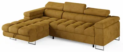 Produktbild von ECKSOFA CLOUD Links Gelb L-Form Velours-Stoff mit Schlaffunktion und Bettkasten