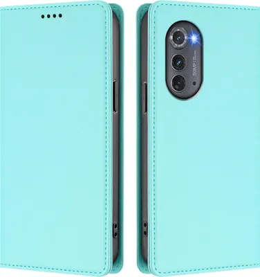 Image de Etui en cuir pour Motorola Edge 2022, étui magnétique en cuirPolyuréthaneavec support Vert Menthe