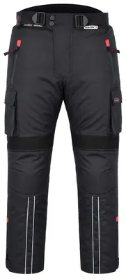 Rückansicht – Schwarze Cordura-Motorradhose. Bereit für jedes Abenteuer, mit komfortablem, dehnbarem Rippmaterial und windabweisendem Gewebe für optimalen Schutz. German Wear™ Expertise für das ultimative Fahrerlebnis! Premium-Produkt – kostenlos