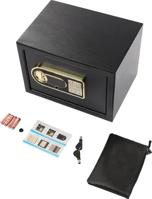 Produktbild von Tresor - Elektronisch 22 L - Elektronisches Codeschloss - Kohlenstoffstahl - Für Zuhause - Mit feuerfester, wasserdichter Tasche - Schwarz
