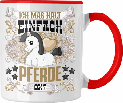 Produktbild von Trendation - Pferde Tasse Geschenk Pferde Besitzer Spruch Reiterin Geschenkidee Ich Mag Halt Einfach Pferde Ok (Rot)