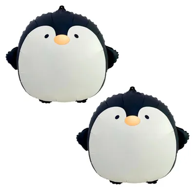 2 matte Pinguinballons, Alufolie, 54x48 cm, Partydeko