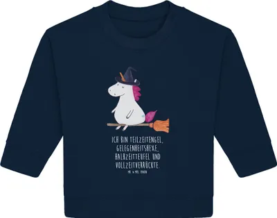Produktbild von Mr. & Mrs. Panda Organic Baby Pullover Einhorn Hexe 12. - 18. Monat - French Navy - Geschenk, Unicorn, Bullover, Engel, Einhörner, Teufel