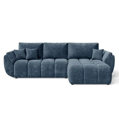 Produktbild von EZIMPAZ Schlafsofa CALVANI, Ecksofa Gesteppt mit Schlaffunktion und Bettkasten, Freistehende Polsterecke, DL-Automatik - Blau Rechts