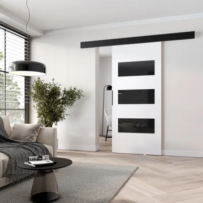 Obrázek produktu pro Interiérové dveře na stěnu BARRET 15 - 106 cm, bílé / černé