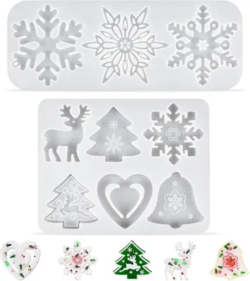 Image de Moule en silicone Noël Flocon de neige DIY Moules à pâtisserie en résine Fondant Moule à savon