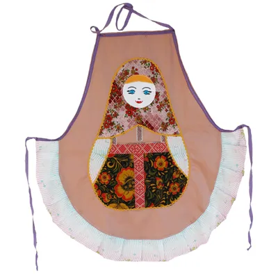 Produktbild von Schürze Kochschürze Matrjoschka Matroschka mit Schleife Apron Damen Patchwork slawischer Stil