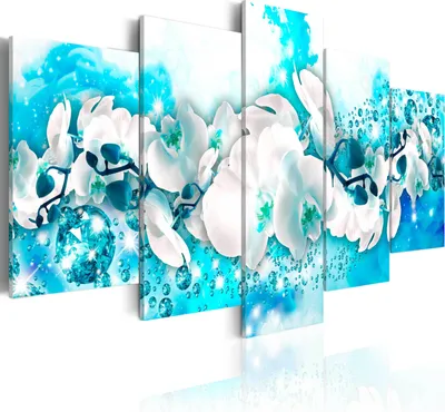 Produktbild von Leinwandbilder 200x100 cm b-A-0261-b-n Vlies Leinwandbild 5 tlg Kunstdruck modern Wandbilder XXL Wanddekoration Design Wand Bild ABSTRAKT BLUMEN ORCHIDEE