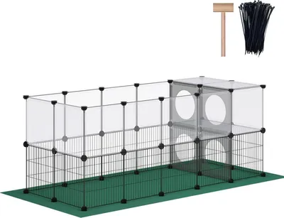 Image de DINMO Parc pour petits animaux Tapis Oxford 63cm de hauteur Grille en fer plastique 160x70x63cm