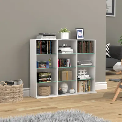 Produktbild von VCM Holz CD DVD Standregal Bücherregal Raumteiler Deko Regal Glas Zilas L