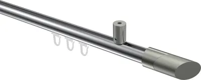 Produktbild von Interdeco Innenlaufstange / Gardinenstange mit Innenlauf Chrom / Edelstahl-Optik, Typ Sonius Verano (Schräge Bicolor) Deckenmontage, 20 mm Ø 1-läufig, 200 cm