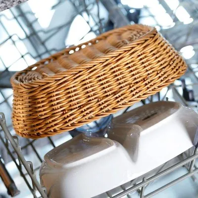 Image de Ibenzoa® Panier ovale multifonctionnel pour servir et ranger, couleur rouge rubis, dimensions 23,5 x 16 x 6,5 cm, tressé en fibres de polypropylène, sans BPA, lavable au lave-vaisselle