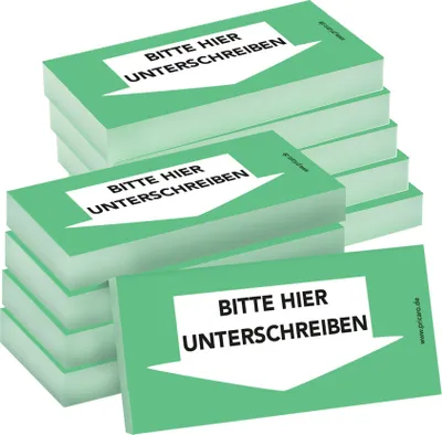 Image de PRICARO Papillons adhésifs "Signez ici", en bas, vert, 100 feuilles, 10 pièces