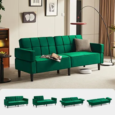 Zdjęcie produktu dla LINSY HOME: Sofa z funkcją spania, rozkładana sofa z regulowanym oparciem i podłokietnikami