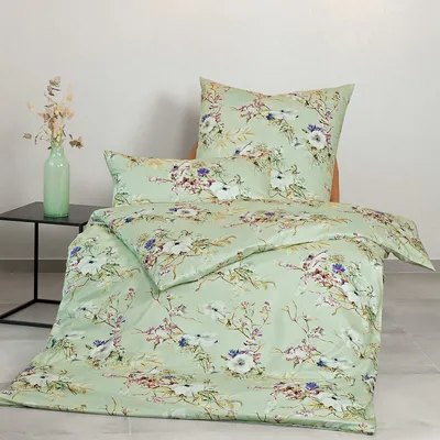 Produktbild von Janine Mako-Satin Bettwäsche Milano 45044-06 salbeigrün 155x220 cm + 80x80 cm