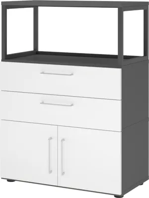 Produktbild von bümö flexi Aktenschrank mittel Regal mit Schubladen - Nachbildung: Graphit/Weiß