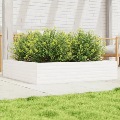 Image de Maison Exclusive - Bac à plantes blanc 110x110x23 cm Bois massif Pin