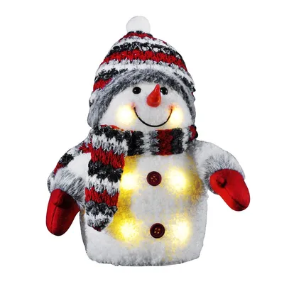 Zdjęcie produktu dla Bambelaa! LED Snowman Christmas Decoration Indoor Illuminated 26 cm Battery Operated Christmas Lights Boże Narodzenie czerwone