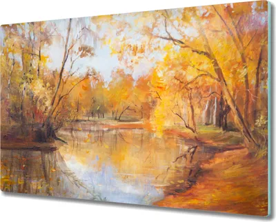 Produktbild von Coloray Küchenbrett Kochplattenabdeckung Hackbrett Schneidebrett Herdabdeckplatte 80x52 cm - Wald Fluss Natur Herbst