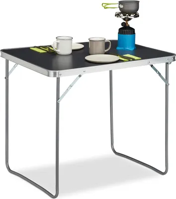 Produktbild von Famanu Klapptisch Aluminium MDF - Leicht und kompakt - 70 x 80 x 60 cm - Silber/Grau