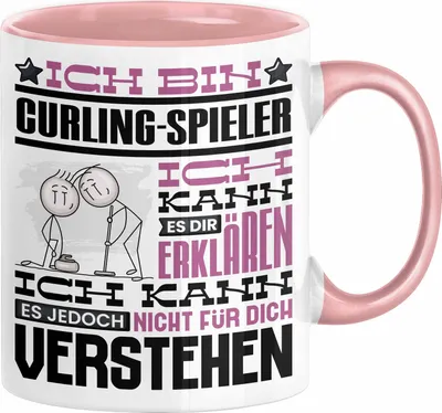 Produktbild von Curling-Spieler Geschenk Kaffee-Tasse Geschenkidee für Curling-Spieler Ich Bin Curling-Spieler Ich Kann Es Dir Erklären Jedoch Nicht Für Dich Verstehen Spruch Lustig (Rosa)